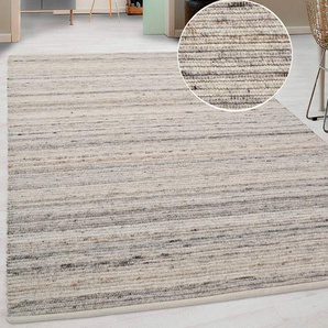 Teppich ANDAS Kreta Teppiche Gr. B/L: 80 cm x 150 cm, 14 mm, 1 St., grau Juteteppiche Handweb Teppiche, mit Wolle, Schlafzimmer, Wohnzimmer, Esszimmer