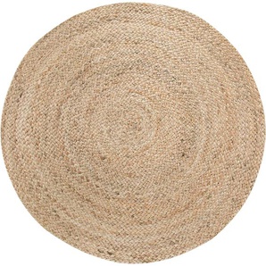 Teppich ANDAS Mataro Teppiche Gr. Ø 80 cm, 4 mm, 1 St., beige (natur) Flachgewebeteppich Handwebteppich Juteteppich Kurzflorteppich Teppich Waschbarer Webteppich Juteteppiche Teppiche Wendeteppich, Flachgewebe, Obermaterial: 100% Sisal