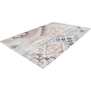 Teppich ANDAS Ruben Teppiche Gr. B/L: 160 cm x 230 cm, 10 mm, 1 St., bunt (multi, blau) Baumwollteppiche Vintage, dezenter Glanz, flacher Teppich, bunt, weich