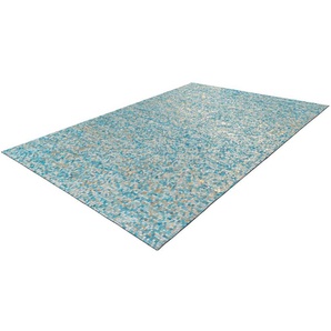 Teppich ARTE ESPINA Finish 100 Teppiche Gr. B/L: 120 cm x 170 cm, 5 mm, 1 St., blau (türkis, gold) Esszimmerteppiche natürlicher Lederteppich,mit glänzender Metallic-Farbe,Rücken aus Filz