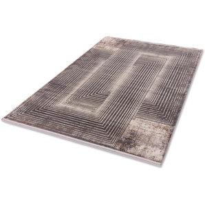 Teppich ASTRA Mirano 233 Teppiche Gr. B/L: 160 cm x 230 cm, 7 mm, 1 St., grau (creme, dunkelgrau) Esszimmerteppiche 3-D Effekt, Viskose, seidig schimmernd, Hoch Tief