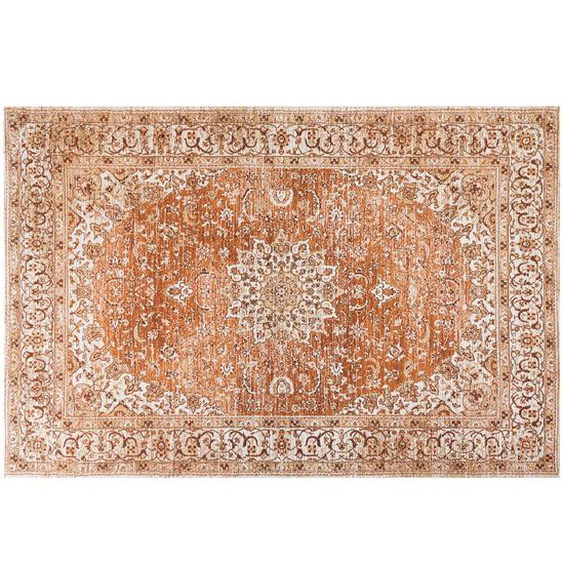 Teppich aus Baumwolle Polyester 200 x 300 cm Orange Orientalisches Muster Vintage Wohndekor