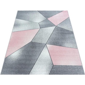 Teppich AYYILDIZ TEPPICHE Beta 1120 Teppiche Gr. B/L: 160 cm x 230 cm, 11 mm, 1 St., pink (pink, grau) Esszimmerteppiche Kurzflor, Wohnzimmer