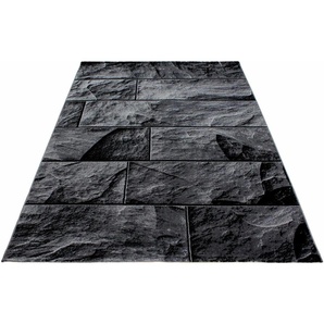 Teppich AYYILDIZ TEPPICHE Parma 9250 Teppiche Gr. B/L: 200 cm x 290 cm, 9 mm, 1 St., schwarz Esszimmerteppiche Wohnzimmer, Motiv Steinwand