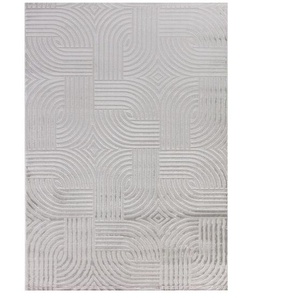 Teppich AYYILDIZ TEPPICHE SAHARA 1112 Teppiche Gr. B/L: 240 cm x 340 cm, 12 mm, 1 St., silberfarben Esszimmerteppiche Pflegeleicht Strapazierfähig Trend Colors