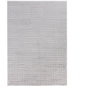 Teppich AYYILDIZ TEPPICHE SAHARA 1114 Teppiche Gr. B/L: 240 cm x 340 cm, 12 mm, 1 St., silberfarben Esszimmerteppiche Pflegeleicht Strapazierfähig Trend Colors