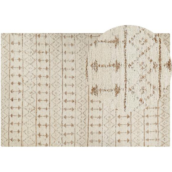 Teppich Baumwolle Beige 200 x 300 cm Rechteckig Handgewebt Wendbar Niedrigflor Modernes Wohnzimmer Schlafzimmer