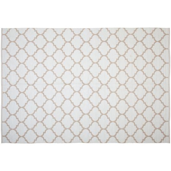 Outdoor Teppich Beige PVC 160 x 230 cm Kurzflor Marokkanisches Muster Handgewebt Rechteckig