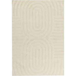 Teppich Beige aus Wolle 160 x 230 cm Rechteckig Gestreiftes Muster für Wohnzimmer Schlafzimmer Flur
