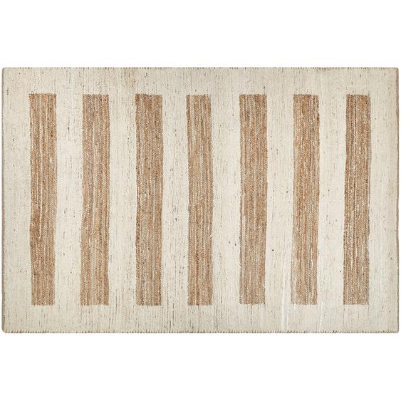 Teppich Beige Baumwolle und Jute Rechteckig 200 x 300 cm mit Geometrischem Muster Handgewebt Modern Kurzhaar Kurzflor Wohnzimmer Schlafzimmer