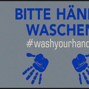 Teppich Bitte Hände Waschen, wash+dry by Kleen-Tex, rechteckig, Höhe: 7 mm, mit Spruch, rutschhemmend, waschbar, Wohnzimmer