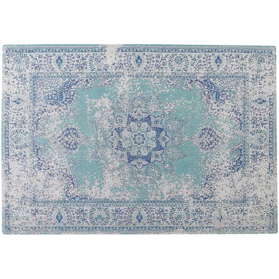 Teppich Blau Baumwolle 160 x 230 cm Kurzflor Orientalisches Muster Maschinengewebt Rechteckig