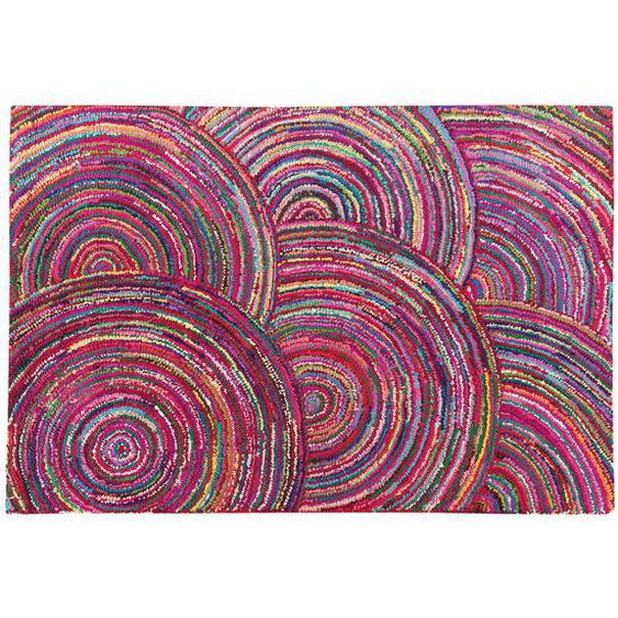 Shaggy Teppich bunt Baumwolle 160 x 230 cm Hochflor Kreise Handgewebt Rechteckig