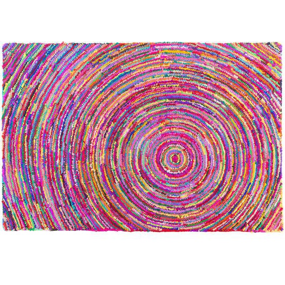 Shaggy Teppich bunt Baumwolle 160 x 230 cm Hochflor Spirale Handgewebt Rechteckig