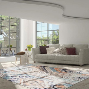 Teppich CALO-DELUXE Emin 600 Teppiche Gr. B/L: 240 cm x 330 cm, 10 mm, 1 St., bunt (multi, blau) Baumwollteppiche