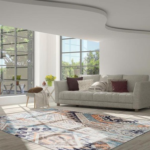 Teppich CALO-DELUXE Emin 600 Teppiche Gr. B/L: 240 cm x 330 cm, 10 mm, 1 St., bunt (multi, blau) Baumwollteppiche reine Baumwolle, Wohnzimmer