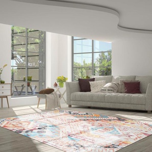 Teppich CALO-DELUXE Emin 600 Teppiche Gr. B/L: 240 cm x 330 cm, 10 mm, 1 St., bunt (orange, multi) Baumwollteppiche reine Baumwolle, Wohnzimmer