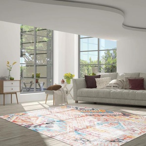 Teppich CALO-DELUXE Emin 600 Teppiche Gr. B/L: 240 cm x 330 cm, 10 mm, 1 St., bunt (orange, multi) Baumwollteppiche reine Baumwolle, Wohnzimmer