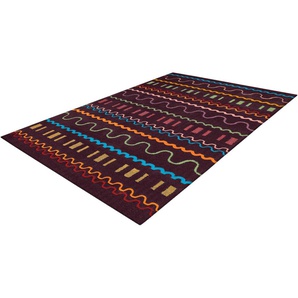 Teppich CALO-DELUXE Fanahy 3065 Teppiche Gr. B/L: 140 cm x 200 cm, 17 mm, 1 St., lila (violett, multi) Esszimmerteppiche Kurzflor, Wohnzimmer