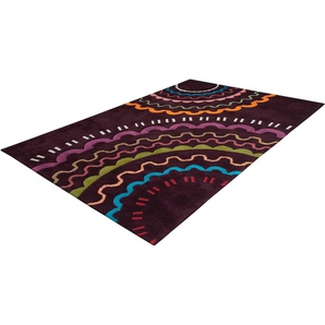 Teppich CALO-DELUXE Fanahy 3066 Teppiche Gr. B/L: 140 cm x 200 cm, 17 mm, 1 St., lila (violett, multi) Esszimmerteppiche Kurzflor, Wohnzimmer