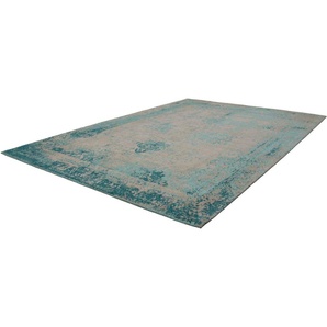 Teppich CALO-DELUXE Hector 285 Teppiche Gr. B/L: 200 cm x 290 cm, 10 mm, 1 St., blau (türkis) Baumwollteppiche Vintage Design, Wohnzimmer