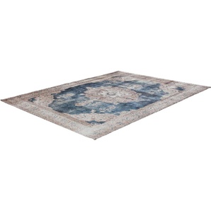 Teppich CALO-DELUXE Layata 8030 Teppiche Gr. B/L: 160 cm x 230 cm, 9 mm, 1 St., beige (creme, blau) Esszimmerteppiche Kurzflor, Wohnzimmer