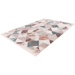 Teppich CALO-DELUXE Miran 125 Teppiche Gr. B/L: 200 cm x 300 cm, 12 mm, 1 St., rosa (lachs, grau) Fransenteppich Esszimmerteppiche Vintage Design, mit Fransen, Wohnzimmer