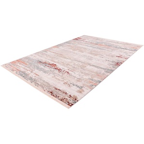 Teppich CALO-DELUXE Miran 625 Teppiche Gr. B/L: 200 cm x 300 cm, 12 mm, 1 St., rosa (lachs, grau) Fransenteppich Esszimmerteppiche