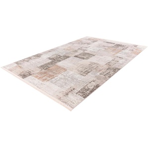 Teppich CALO-DELUXE Miran 725 Teppiche Gr. B/L: 160 cm x 230 cm, 12 mm, 1 St., bunt (silberfarben, grau) Fransenteppich Esszimmerteppiche Vintage Design, mit Fransen, Wohnzimmer