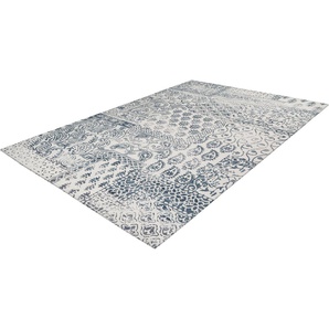 Teppich CALO-DELUXE Rico 404 Teppiche Gr. B/L: 160 cm x 230 cm, 10 mm, 1 St., blau (dunkelblau, elfenbeinfarben) Esszimmerteppiche In- und Outdoor geeignet, Wohnzimmer
