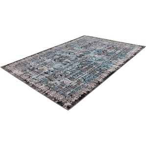 Teppich CALO-DELUXE Ruzica-505 Teppiche Gr. B/L: 160 cm x 230 cm, 6 mm, 1 St., blau Esszimmerteppiche Flachgewebe, Vintage Design, Wohnzimmer