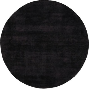 Teppich CARPETFINE Ava Viskoseteppich Teppiche Gr. Ø 120 cm, 13 mm, 1 St., schwarz Esszimmerteppiche Seidenoptik, leichter Glanz, Wohnzimmer