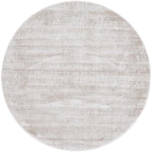 Teppich CARPETFINE Ava Viskoseteppich Teppiche Gr. Ø 160 cm, 13 mm, 1 St., beige (creme) Esszimmerteppiche Seidenoptik, leichter Glanz, Wohnzimmer