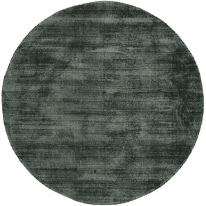 Teppich CARPETFINE Ava Viskoseteppich Teppiche Gr. Ø 160 cm, 13 mm, 1 St., grün (dunkelgrün) Esszimmerteppiche Seidenoptik, leichter Glanz, Wohnzimmer