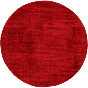 Teppich CARPETFINE Ava Viskoseteppich Teppiche Gr. Ø 160 cm, 13 mm, 1 St., rot Esszimmerteppiche