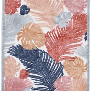 Teppich CARPETFINE Deja 104 Teppiche Gr. B/L: 200 cm x 290 cm, 4 mm, 1 St., bunt (multi) Esszimmerteppiche robustes Flachgewebe, Motiv- Floral Palmenblätter, Hoch-Tief Effekt