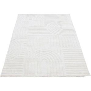 Teppich CARPETFINE Holly 4 - Soft Touch Microfaser Teppich Teppiche Gr. B/L: 160 cm x 230 cm, 12 mm, 1 St., beige Esszimmerteppiche Boho Scandi, weiche dichte getuftete Hoch-Tief-Struktur, Wohnzimmer