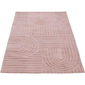 Teppich CARPETFINE Holly 4 - Soft Touch Microfaser Teppich Teppiche Gr. B/L: 160 cm x 230 cm, 12 mm, 1 St., rosa Esszimmerteppiche Boho Scandi, weiche dichte getuftete Hoch-Tief-Struktur, Wohnzimmer