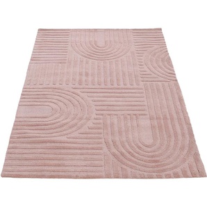 Teppich CARPETFINE Holly 4 - Soft Touch Microfaser Teppich Teppiche Gr. B/L: 200 cm x 290 cm, 12 mm, 1 St., rosa Esszimmerteppiche Boho Scandi, weiche dichte getuftete Hoch-Tief-Struktur, Wohnzimmer