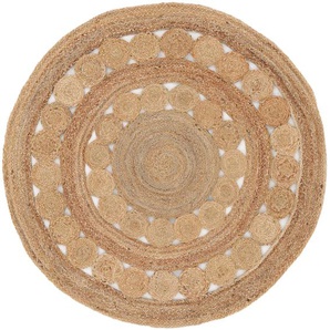 Teppich CARPETFINE Juteteppich Dana Teppiche Gr. B: 200 cm Ø 200 cm, 5 mm, 1 St., beige (natur) Esszimmerteppiche