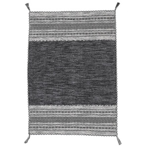 Teppich CARPETFINE Kelim Azizi Teppiche Gr. B/L: 160 cm x 230 cm, 5 mm, 1 St., schwarz Orientalische Muster Baumwolle, Wendeteppich mit Fransen, Wohnzimmer