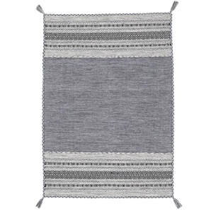 Teppich CARPETFINE Kelim Azizi Teppiche Gr. B/L: 240 cm x 340 cm, 5 mm, 1 St., grau Orientalische Muster Baumwolle, Wendeteppich mit Fransen, Wohnzimmer