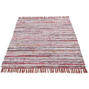 Teppich CARPETFINE Kelim Chindi, Wendeteppich Teppiche Gr. B/L: 200 cm x 250 cm, 6 mm, 1 St., rot Baumwollteppiche