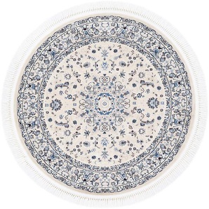 Teppich CARPETFINE Nain Diane Teppiche Gr. Ø 160 cm, 8 mm, 1 St., beige (creme) Nain-Teppiche