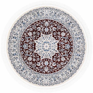 Teppich CARPETFINE Nain Diane Teppiche Gr. Ø 160 cm, 8 mm, 1 St., rot Nain-Teppiche Kurzflorteppich, Orient Look