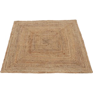 Teppich CARPETFINE Nele Juteteppich Naturfaser Teppiche Gr. B/L: 120 cm x 120 cm, 6 mm, 1 St., beige (natur) Flachgewebeteppich Handwebteppich Juteteppich Kurzflorteppich Orientteppich Outdoorteppich Teppich Webteppich Juteteppiche Teppiche geflochtener