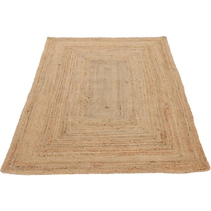 Teppich CARPETFINE Nele Juteteppich Naturfaser Teppiche Gr. B/L: 120 cm x 170 cm, 6 mm, 1 St., beige (natur) Juteteppiche geflochtener Wendeteppich aus 100% Jute, quadratisch und als Läufer