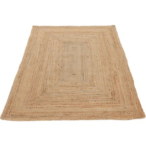 Teppich CARPETFINE Nele Juteteppich Naturfaser Teppiche Gr. B/L: 120 cm x 170 cm, 6 mm, 1 St., beige (natur) Flachgewebeteppich Handwebteppich Juteteppich Kurzflorteppich Orientteppich Outdoorteppich Teppich Webteppich Juteteppiche Teppiche geflochtener