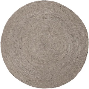 Teppich CARPETFINE Nele Juteteppich Naturfaser Teppiche Gr. Ø 200 cm, 6 mm, 1 St., grau (taupe) Esszimmerteppiche geflochtener Wendeteppich aus 100%Jute, in rund und oval, viele Größen