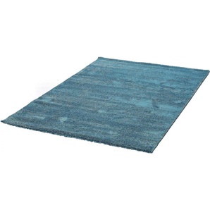 Teppich DEKOWE Blanche Teppiche Gr. B/L: 120 cm x 170 cm, 20 mm, 1 St., blau (türkis) Esszimmerteppiche Kurzflor, Uni Farben, leichter Glanz, weiche Qualität, Wohnzimmer